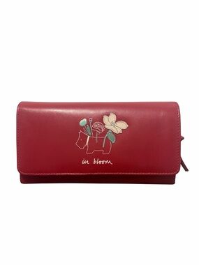Radley London “In Bloom” Red Scottie Long Leather & Embroidered Wallet - EC
